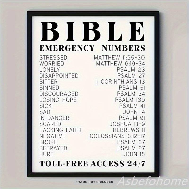 Picture with frame - Bible emergency numbers