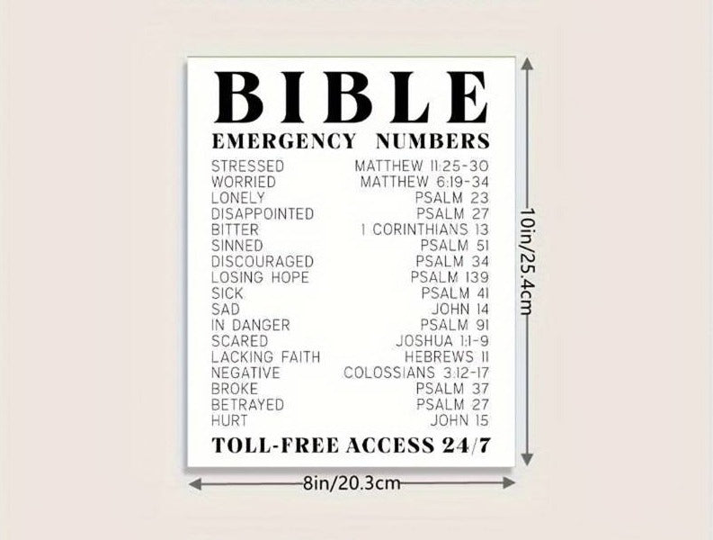 Picture with frame - Bible emergency numbers