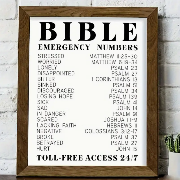 Picture with frame - Bible emergency numbers