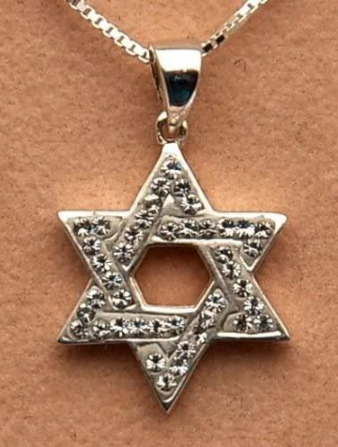 Star Of David Pendant with Crystal Gemstone Sterling Silver 925