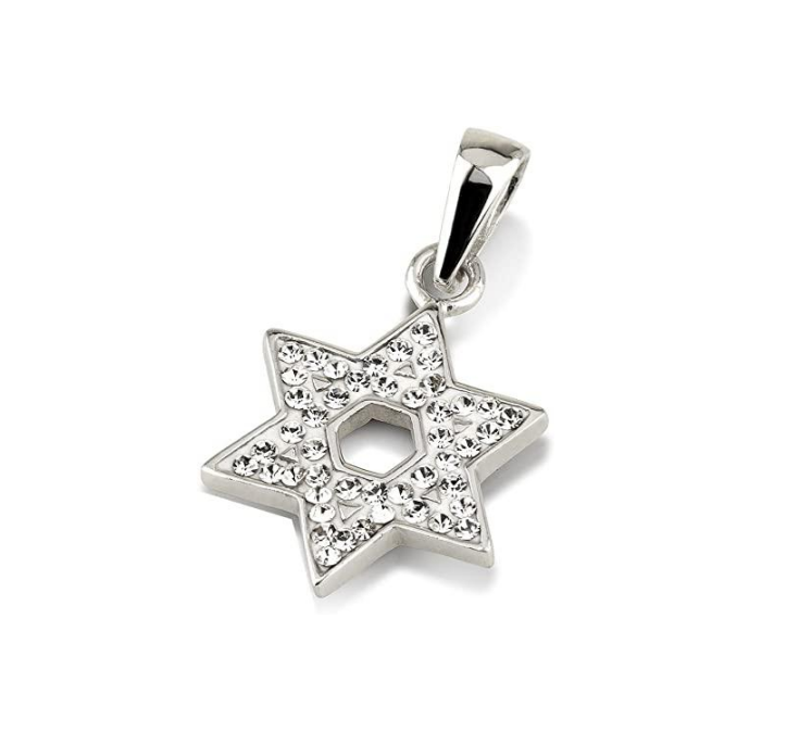 Star Of David Pendant with Crystal Gemstone Sterling Silver 925